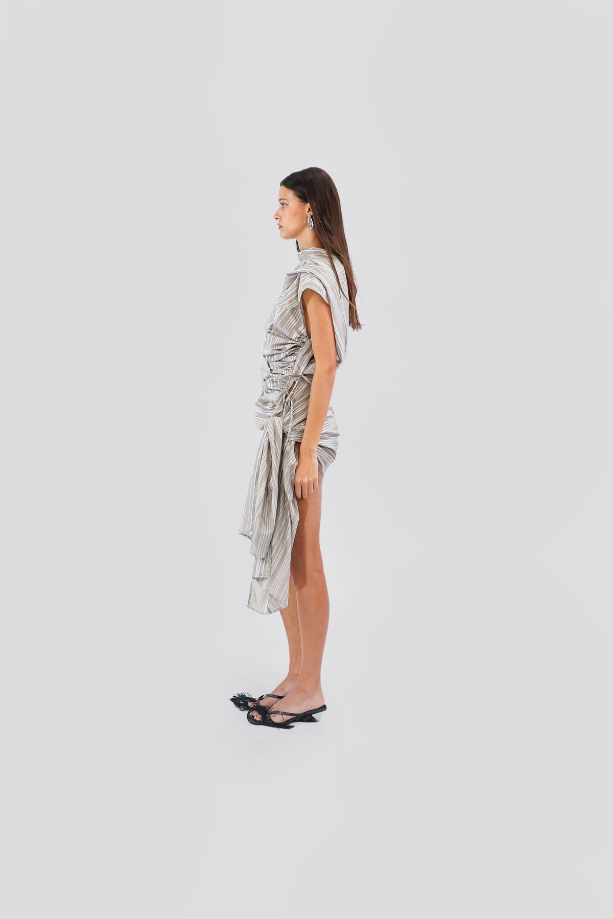 ASYMMETRICAL STRIPE MINI DRESS