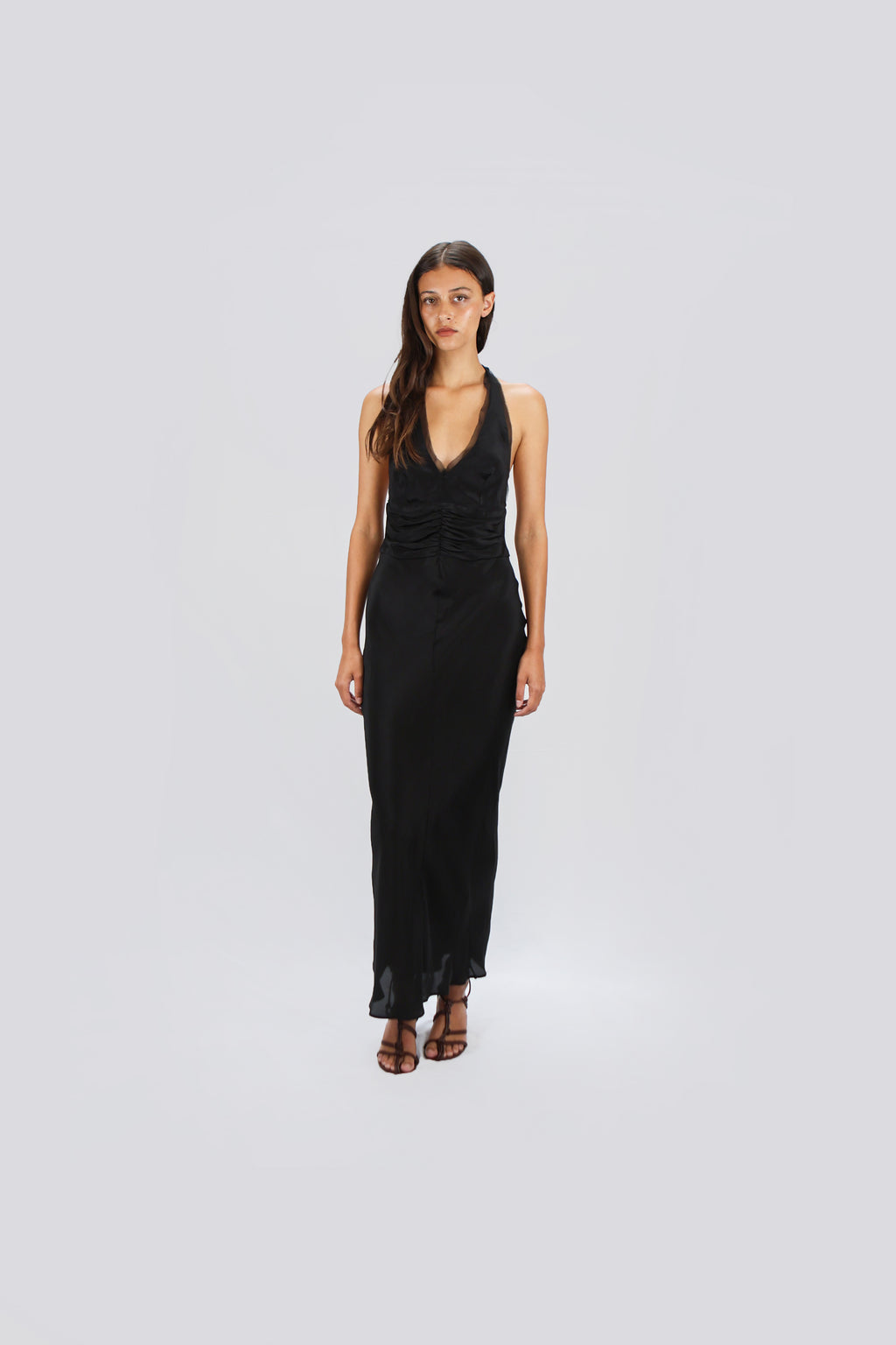 V-NECK HALTER DRESS