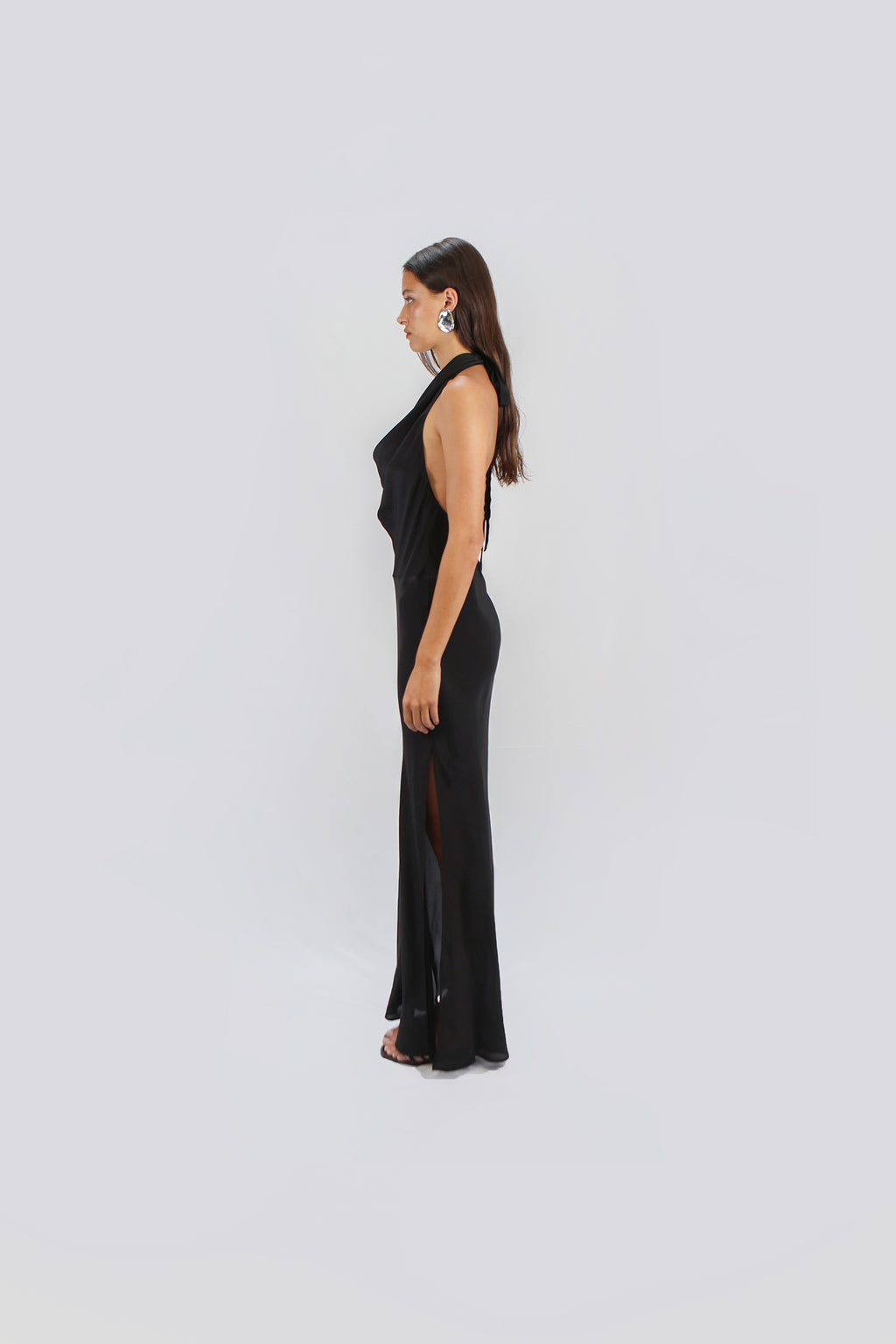 BIAS COWL NECK DRESS