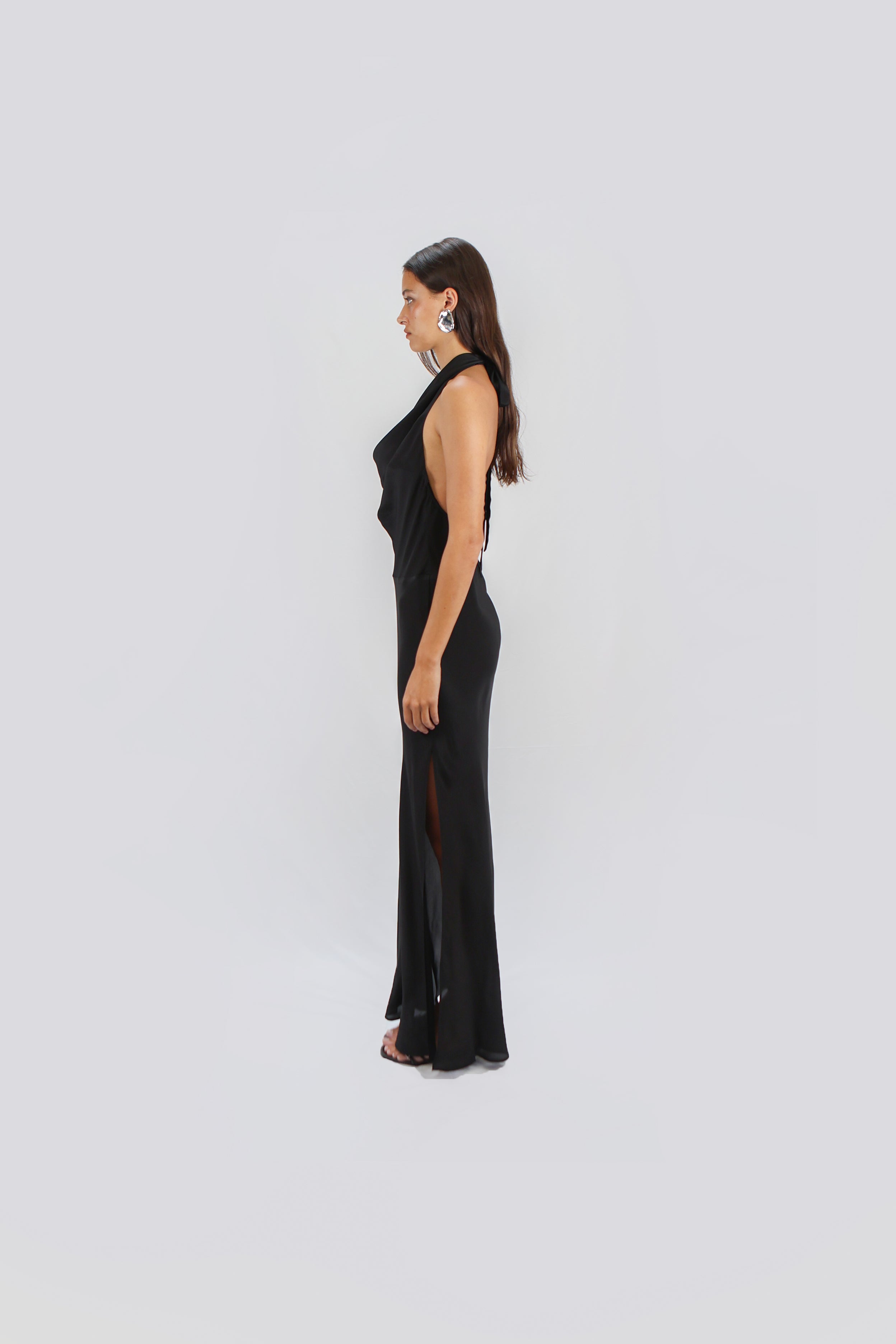 BIAS COWL NECK DRESS