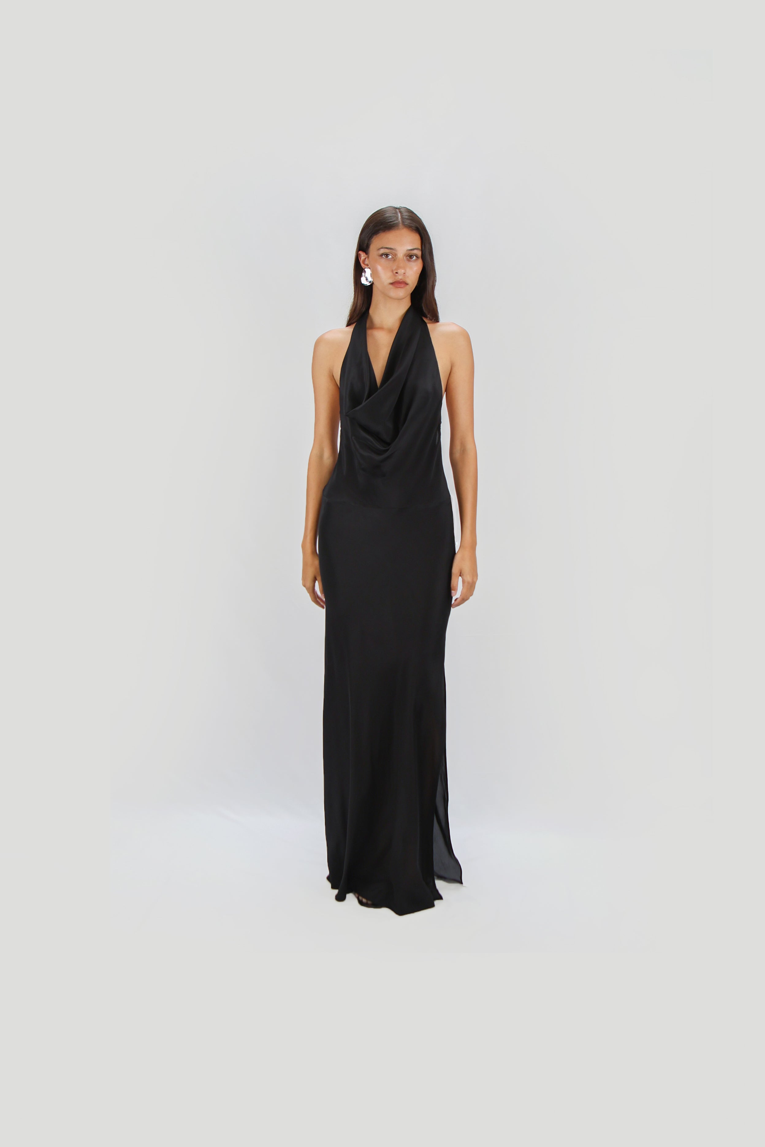 BIAS COWL NECK DRESS