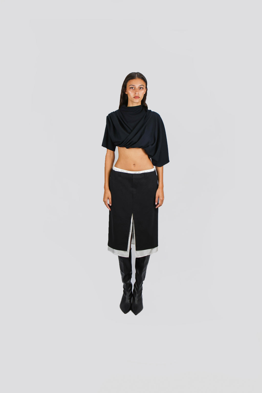 CONTRAST TAILORED MIDI SKIRT