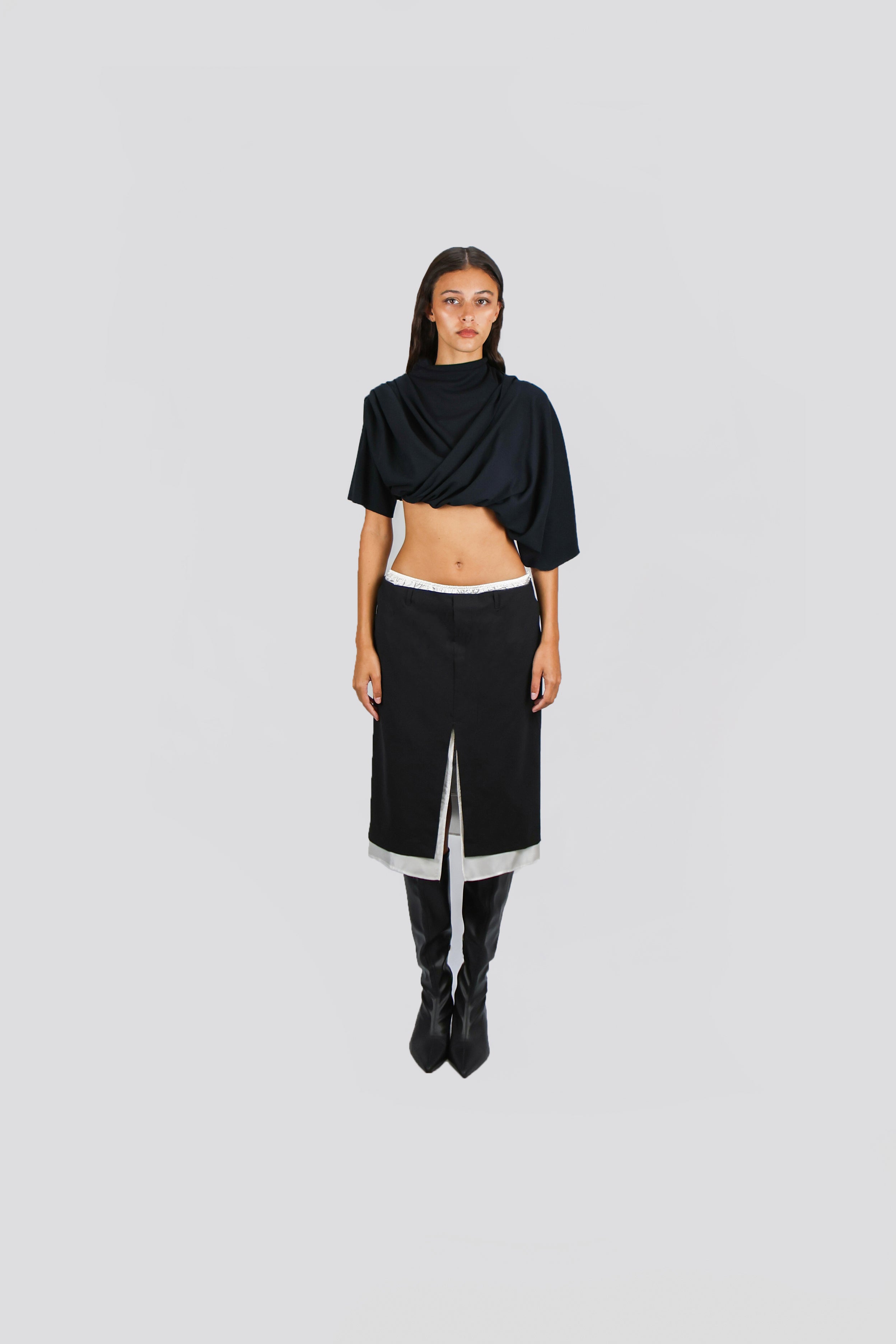 CONTRAST TAILORED MIDI SKIRT