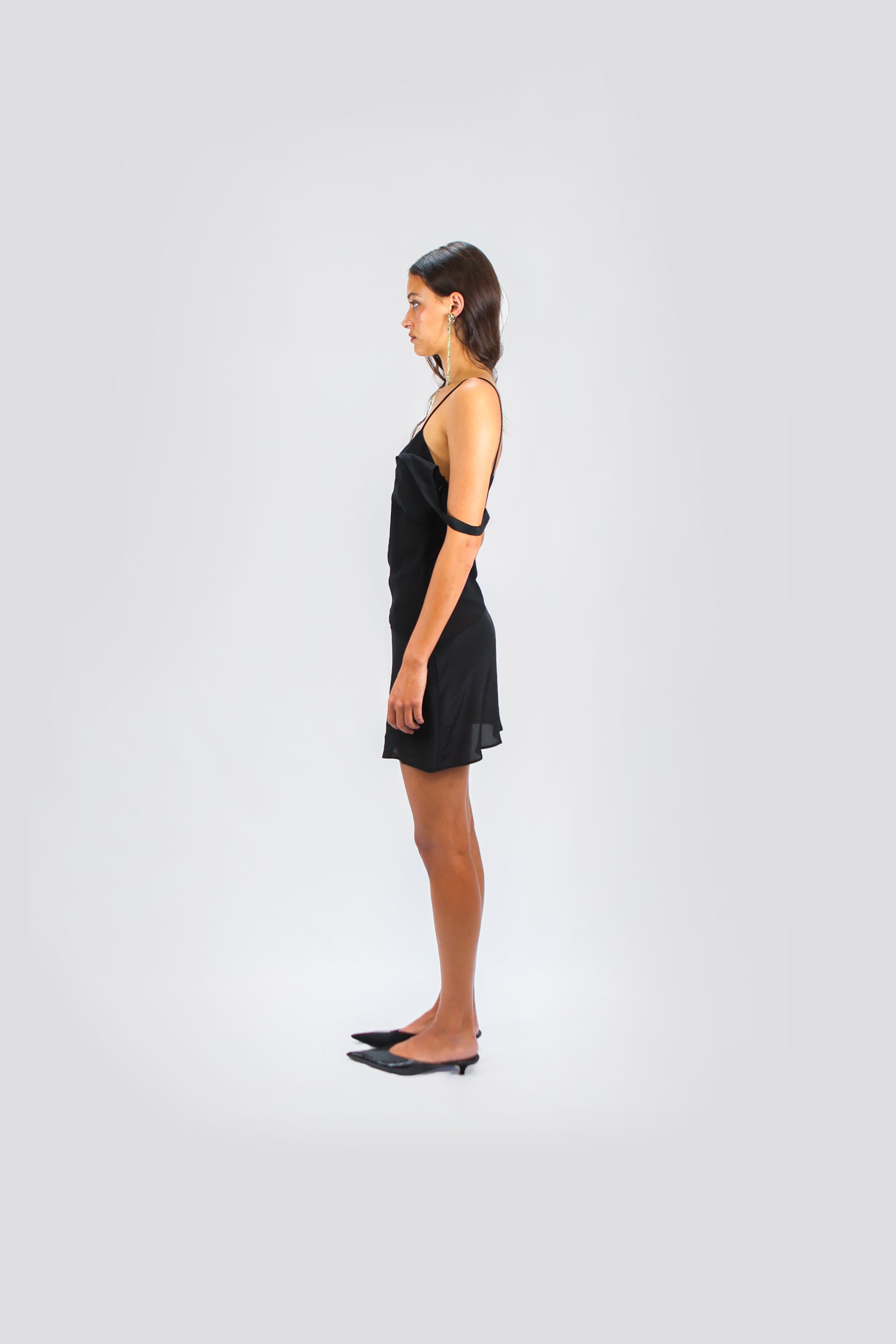 ASYMMETRIC CONTRAST MINI DRESS