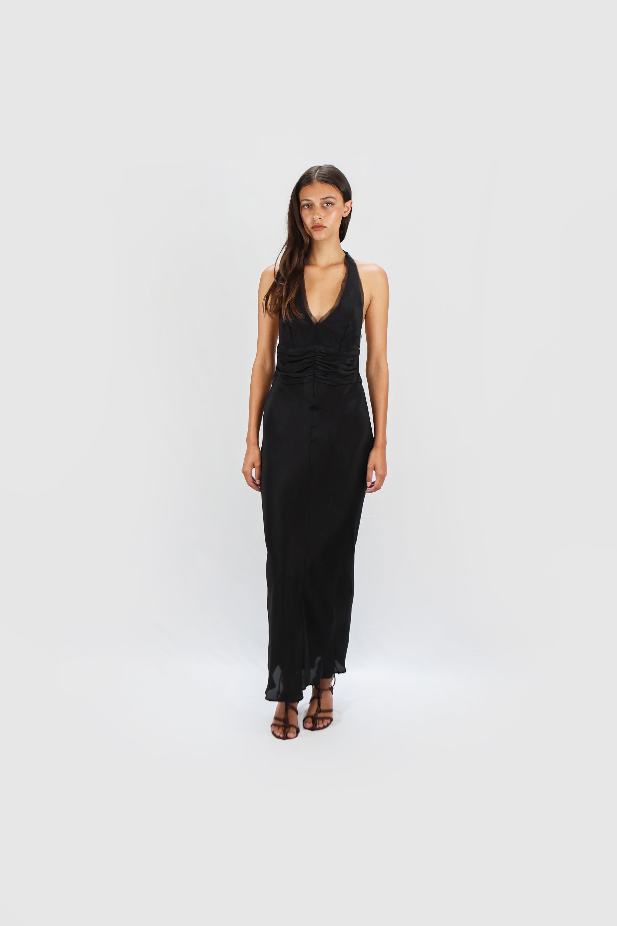 V-NECK HALTER DRESS