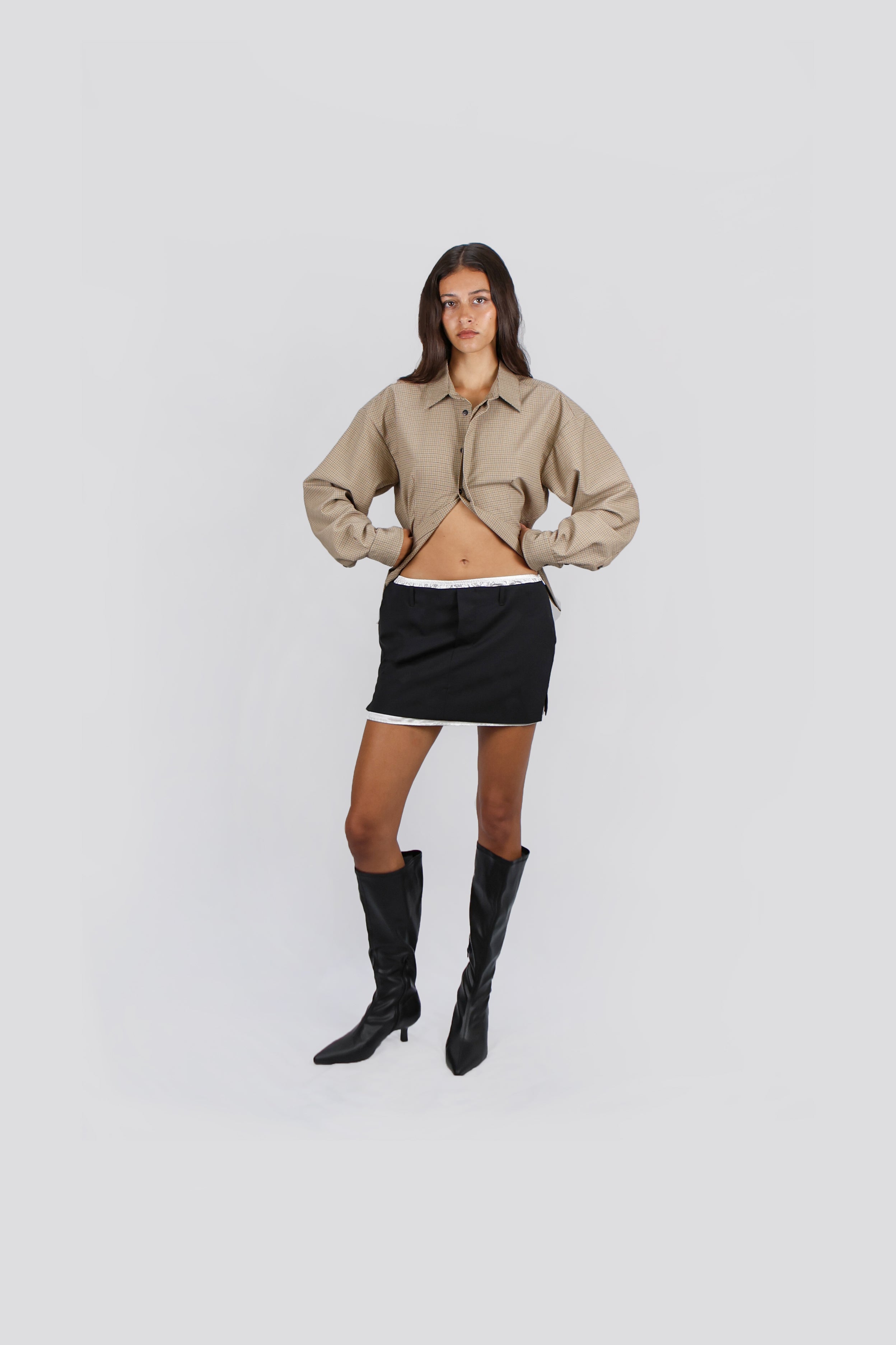CONTRAST TAILORED MINI SKIRT