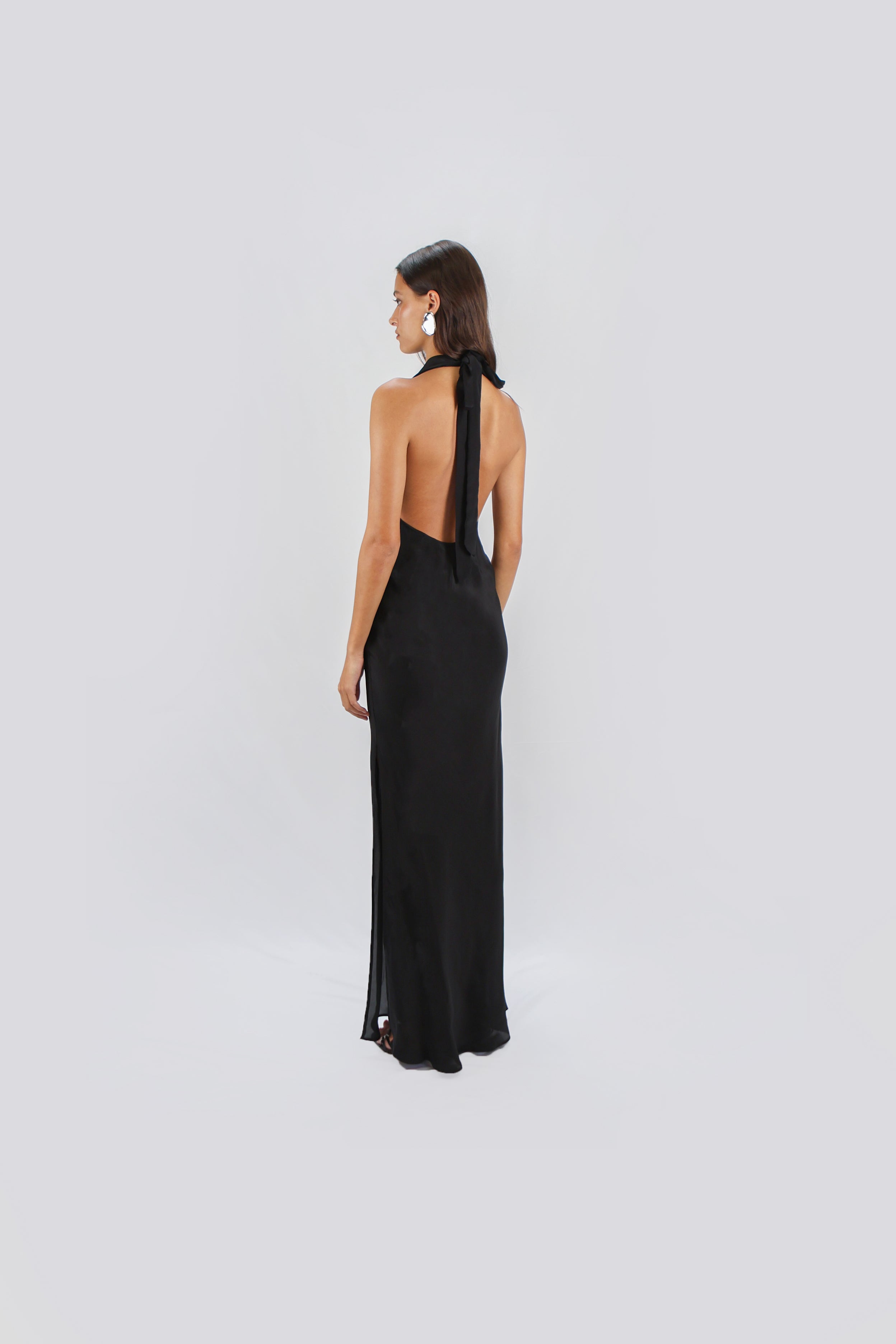 BIAS COWL NECK DRESS