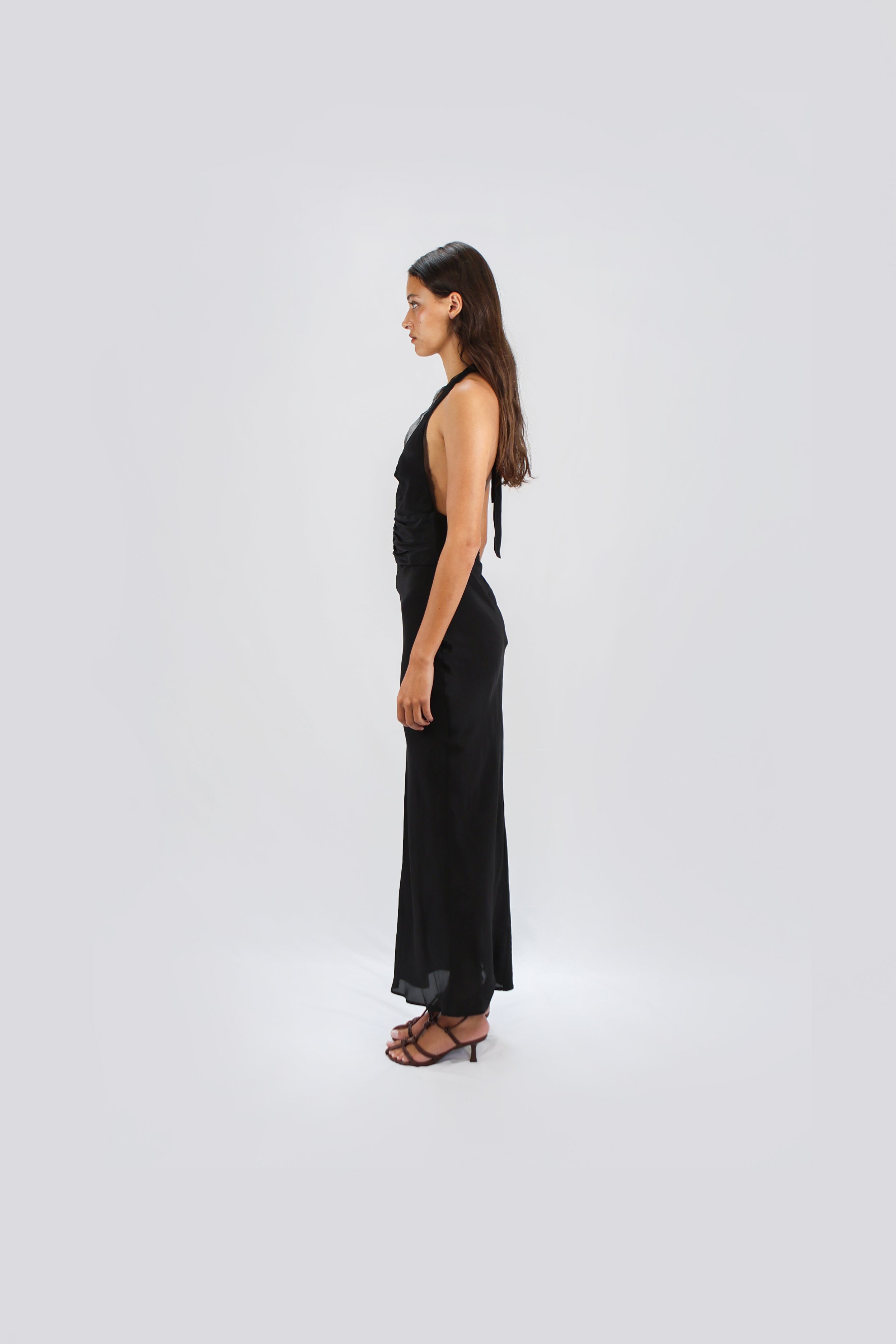 V-NECK HALTER DRESS