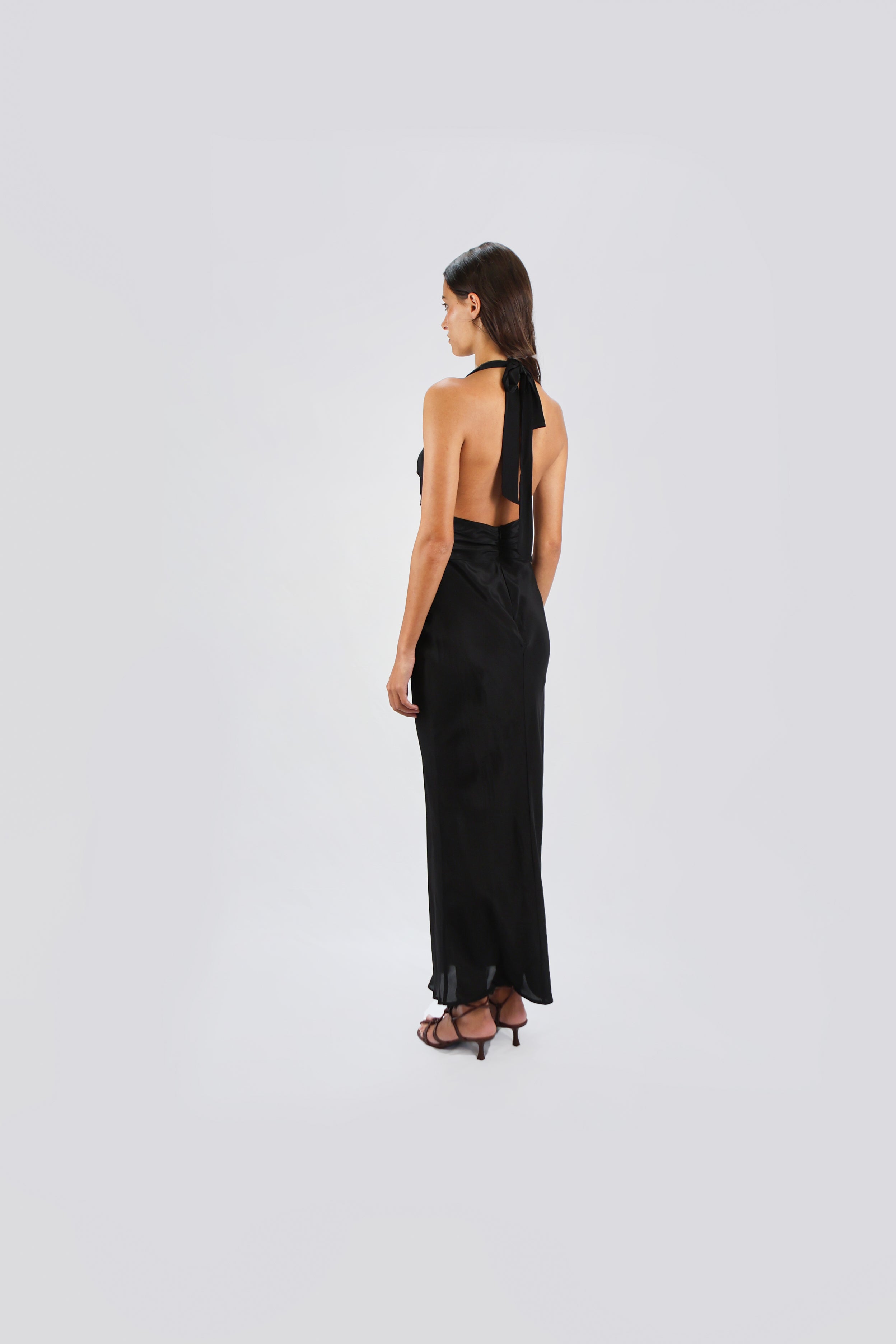 V-NECK HALTER DRESS