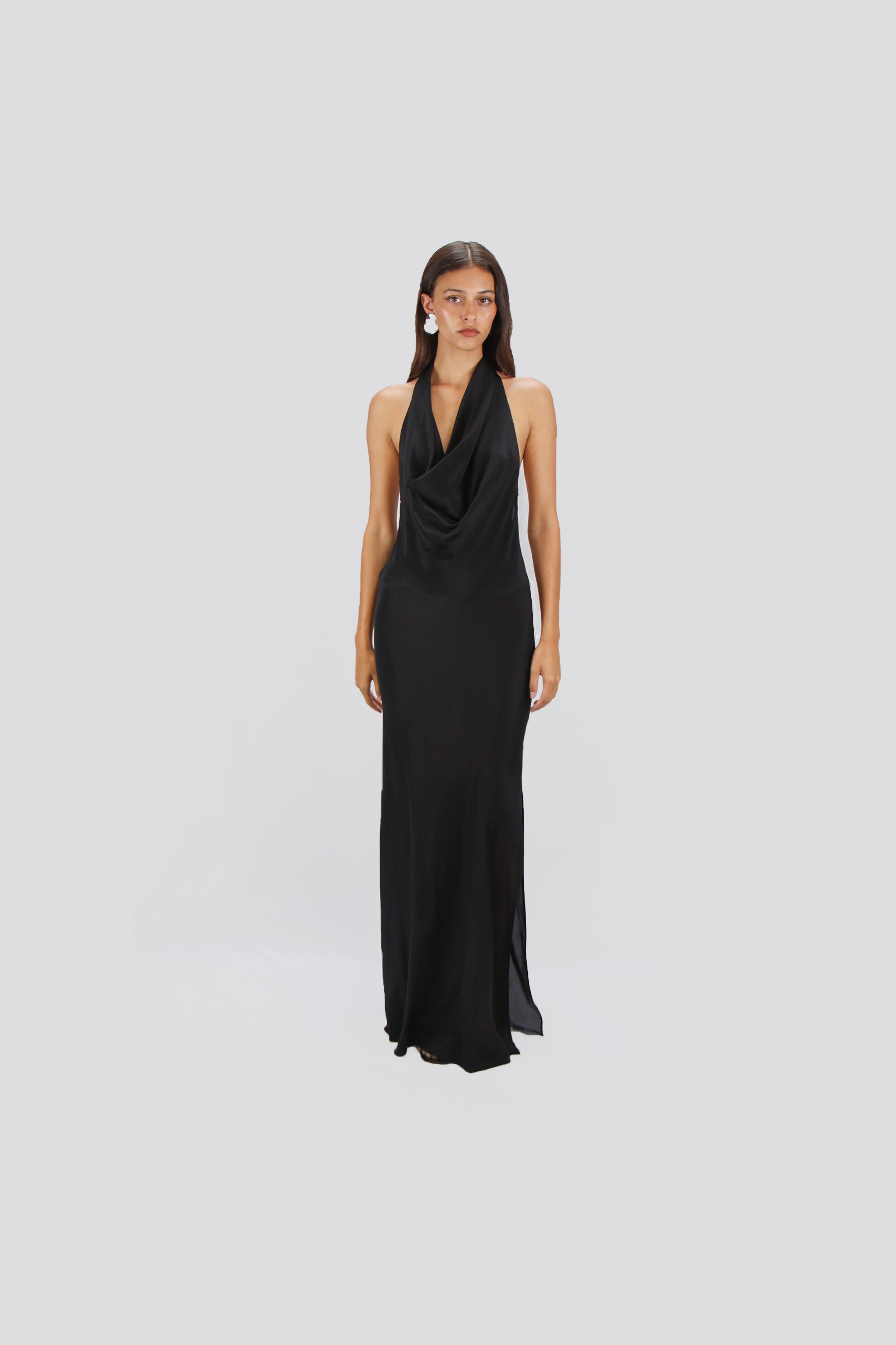 BIAS COWL NECK DRESS